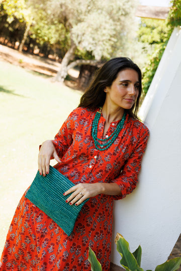 CARTERA RAFIA VERDE