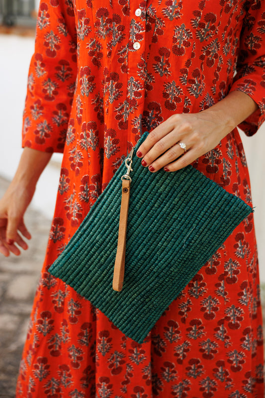 CARTERA RAFIA VERDE